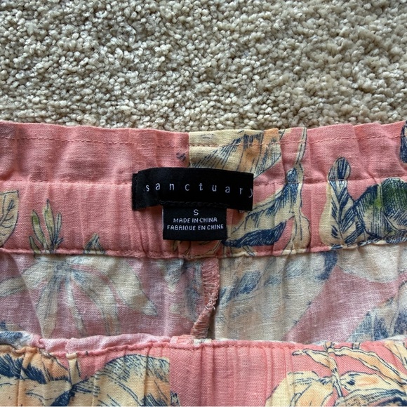 Sanctuary Linen Blend Pink Floral Paperbag Shorts NWT S - Picture 2 of 7